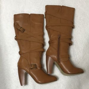 Camel Colored Long Heeled Boots